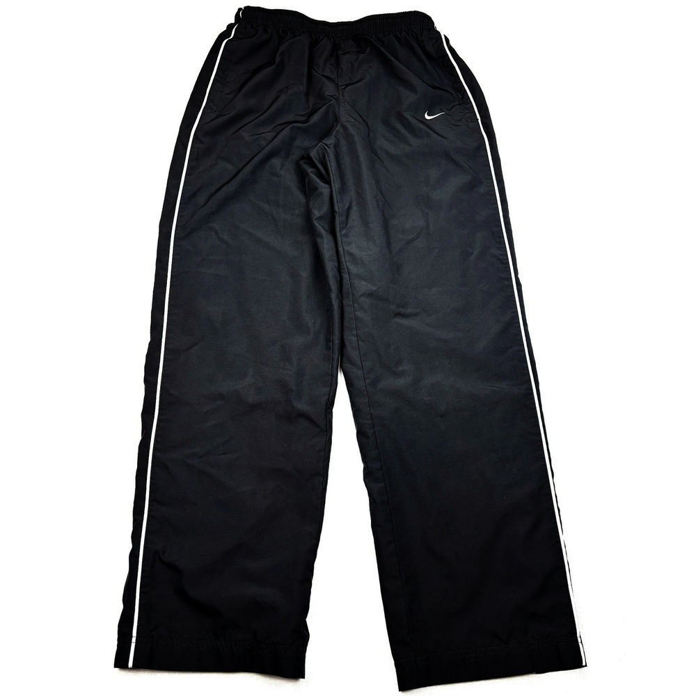 Nike Windbreaker Pants Mens Small Black Mesh Lined Track Warm Up Ankle Zip S Y2K